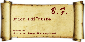 Brich Fürtike névjegykártya